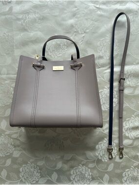 Kate Spade Taupe Leather Satchel with Removable Strap